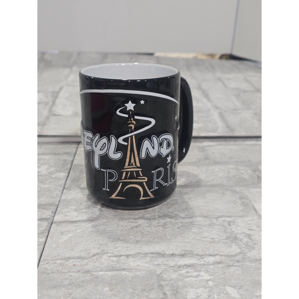 Disney Disneyland Paris Mickey Mouse Tall Black White Coffee Tea Mug